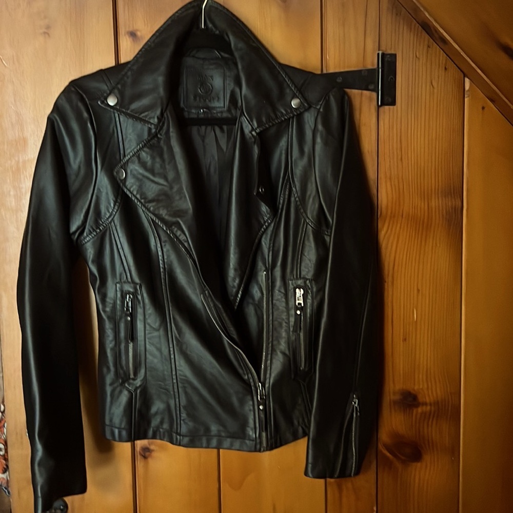 Max Studio - Faux Leather Moto Fitted Jacket - Size S